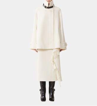 Manteau Court Col Montant En Laine - Lanvin - Blanc cassé