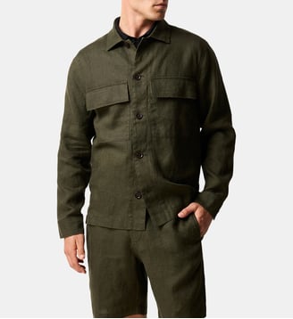 Surchemise West Island en lin pour homme - Rodd & Gunn - Dark olive