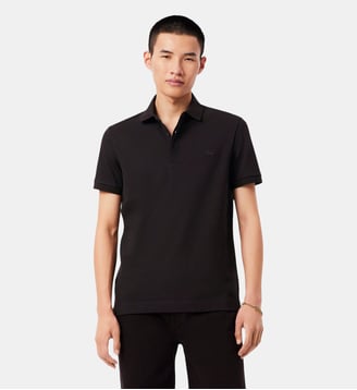 Polo droit en coton piqué stretch Paris - Lacoste - Marron buffle