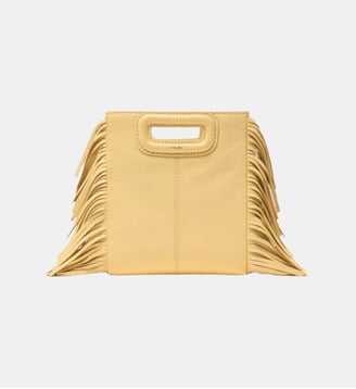 Sac M Mini cuir craquelé mat - Maje - Jaune pâle