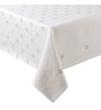 Nappe unie en lin brodé, SIDERALE - Alexandre Turpault - Blanc