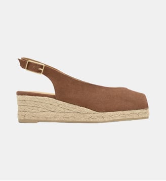 Sandales espadrilles compensées Dosalia open toe coton bio - Castaner - Camel