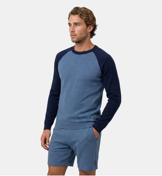 Pull de baseball en coton et laine - Ron Dorff - Bleu