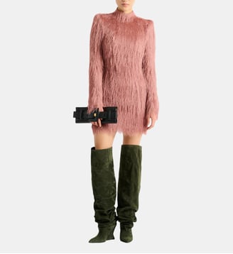 Robe bodycon à franges - Balmain - Rose