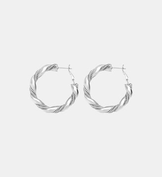 Boucles d'oreilles créoles torsadées   - Tess - Satellite - Argenté