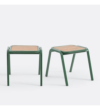 Tabouret en chêne massif H45 cm - La Redoute Interieurs - Acacia et vert