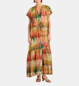 Robe paloma en habotai imprimé - Momonì - Vert