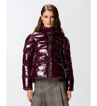 Doudoune caban en nylon cristal - Pinko - Bordeaux foncé