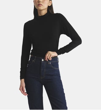 Top Mireille à col roulé en viscose - Ines de la Fressange Paris - Noir