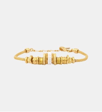 Bracelet souple ajustable   doré à l'or fin - Alicudi - Satellite - Blanc