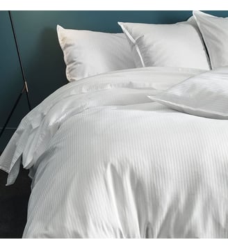 Housse de couette unie en satin de coton, GRAND HOTEL - Essix - Blanc