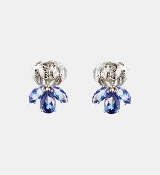 Boucles d'oreilles tiges argentées iris et pierres bleues - Les Néréides - Bleu