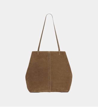 Grand sac cabas Daily en cuir velours - Vanessa Bruno - Taupe
