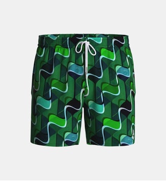 Short de bain motif courbes à suspensoir - Impetus - Vert