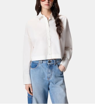 Chemise cropped avec dos froncé - Pinko - Blanc et blanche neige