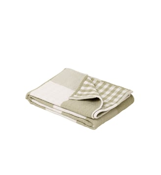 Plaid JEANIE  Double gaze gaufrée à carreaux réversible - Madura - Vert olive douce