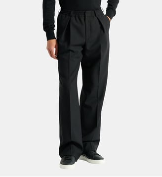 Pantalon à ceinture élastique en laine - Balmain - Noir