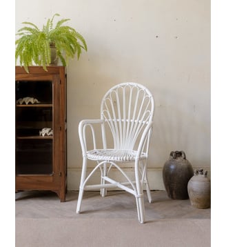 Fauteuil en rotin blanc Ernest N°1000- Produit chiné - Debongout - Blanc