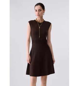 Robe en maille avec détail en dentelle - Liu Jo - Marron