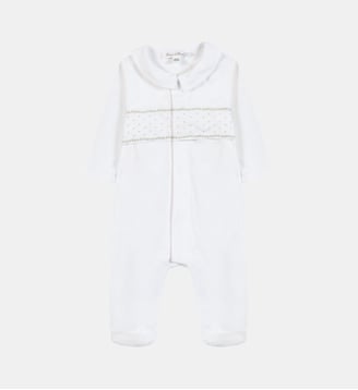 Pyjama -  coton col pointu broderie - Tartine Et Chocolat - Gris clair