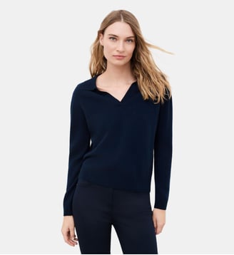 Pull mvictor 100% cachemire - Motif uni - Caroll - Bleu marine