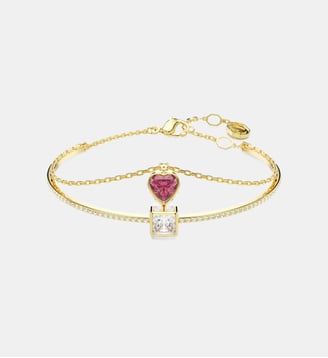 Bracelet-jonc Chroma, Cœur, Rouge, Doré à l’or 18 carats (750/1000) - Swarovski - Multicolore
