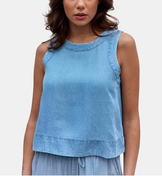 Top sans manches col rond  uni TAIKO - La Petite Etoile - Stone
