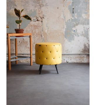 Pouf matelassé jaune Jean-Philippe N°88- Produit chiné - Debongout - Jaune