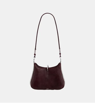 Sac ring medium en cuir texturé - Rabanne - Marron foncé et argent