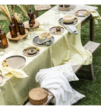 Nappe unie en lin, 170 gr/m², CHAMBRAY - Alexandre Turpault - Vert yuzu