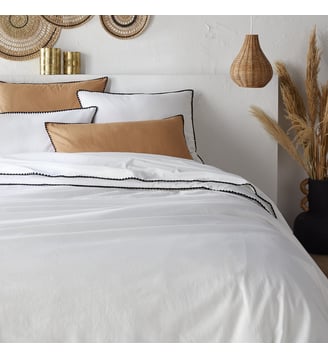 Housse de couette en coton lavé, brodée - La Redoute Interieurs - Blanc et noir