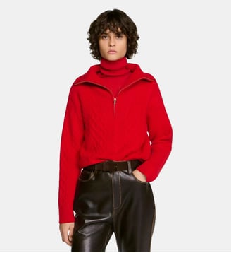 Pull en maille col camionneur - Sandro - Rouge