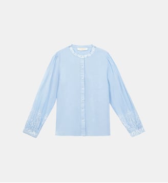 Blouse manches longues col rond uni BLOY - La Petite Etoile - Ciel