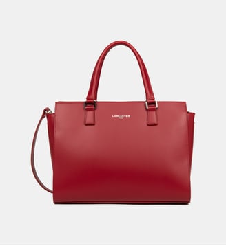 Grand sac cabas main Smooth en cuir - Lancaster - Rouge foncé