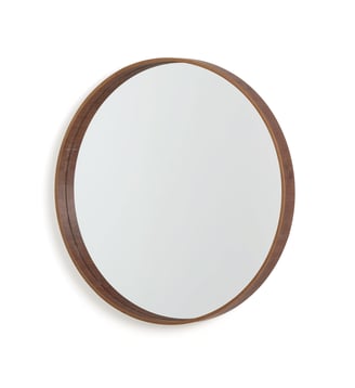 Miroir rond plaqué noyer diamètre 60 cm - La Redoute Interieurs - Marron