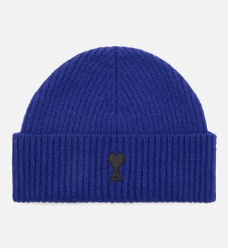 Bonnet unisexe en laine Ami de Coeur - AMI Paris - Bleu roi et noir