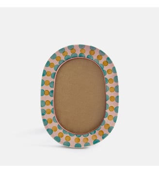 Cadre photo ovale, en céramique, 14 x 19 cm - La Redoute Interieurs - Multicolore