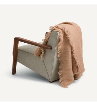 Plaid uni, laine et polyamide - AM.PM - Muscade