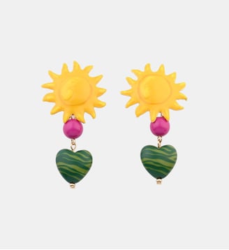 Boucles d'oreilles soleil pendentif cœur Balaboosté