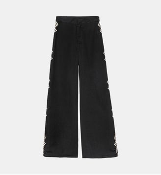 Pantalon droite imprimé ethnique POZOY - La Petite Etoile - Noir et beige