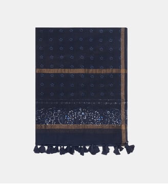 Etole à pompons en coton et soie - DAPHNE - Gerard Darel - Marine