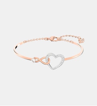 Bracelet-jonc Hyperbola, Infini et cœur, Finition mix de métal - Swarovski - Blanc