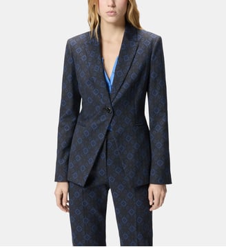 Veste avec motif géométrique et floral - Pinko - Noir et bleu