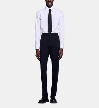 Pantalon de costume droit en laine vierge - Sandro - Noir