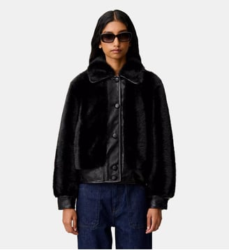 Veste courte fausse fourrure - Claudie Pierlot - Noir