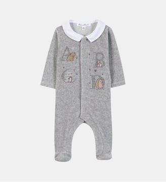 Pyjama -   velours brodé - Tartine Et Chocolat - Gris clair