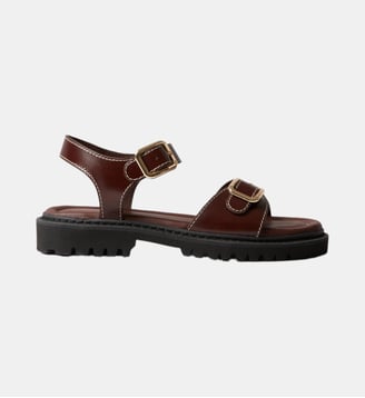 Sandales cuir boucles - Claudie Pierlot - Chocolat