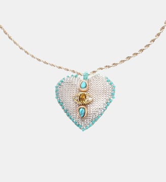Collier chaîne avec pendentif perles tissées FORTAZA - Hipanema - Blanc