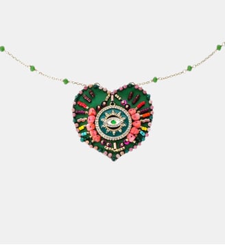 Collier chaîne avec charm central avec perles JANEIRA - Hipanema - Vert