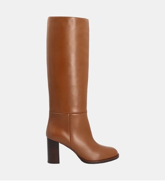 Botte tube dolores - cuir lisse - Colisée Paris - Marron clair